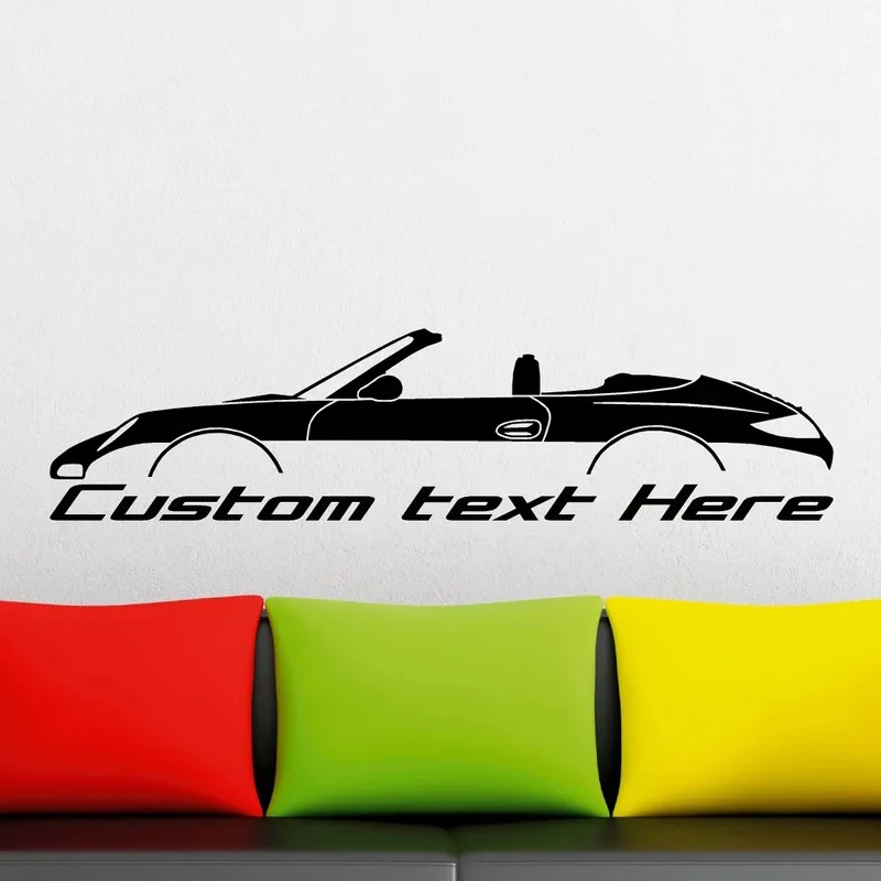 

Custom Your Text Sport Car Silhouette Wall Sticker Vinyl Home Decor Room Bedroom Garage Repair Shop Decals Wallpaper Mural G154