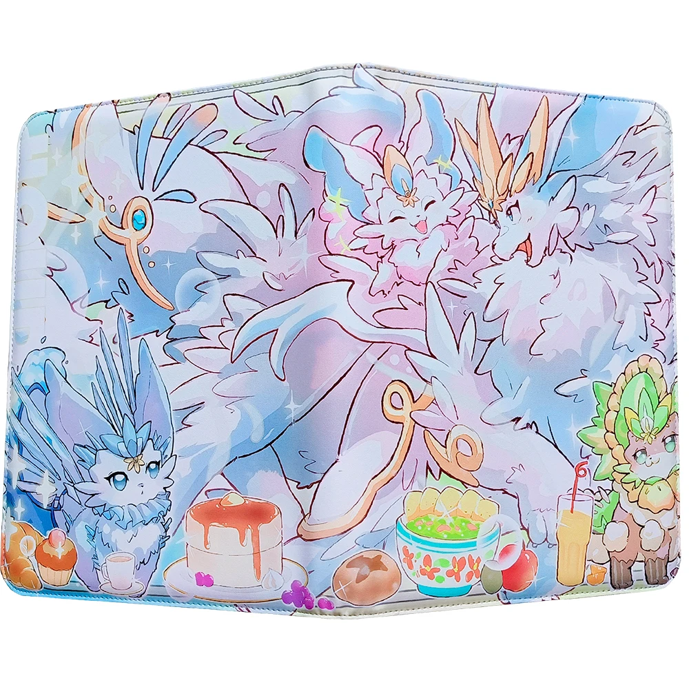 

PU Leather 360 Pockets Cards Binder Anime TCG Game Zipper Card Album With 9 Sealed Fixed Pockets Pages For MG/PKM/FOW/YGO