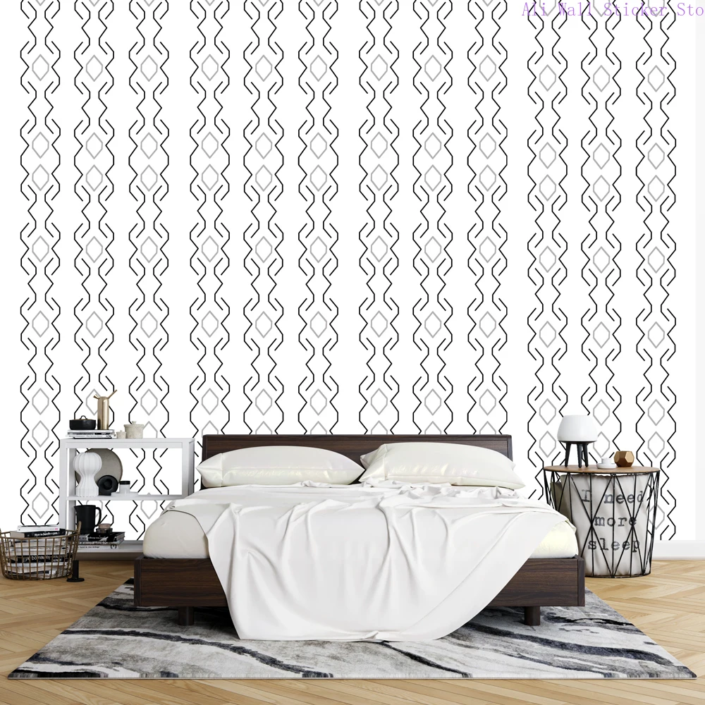 Moderne Ruit Strepen Geometrisch Patroon Behang Beige En Wit Contactpapier Zelfklevend Verwijderbare Vinyl Sticker Rol