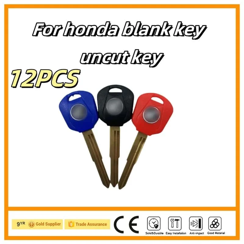 12pc For Honda CRF250L CM500 Silver Wing 400/600 CBR300 CBR929 ST1300 VFR800 Blank Motorcycle Keys can be placed anti-theft chip