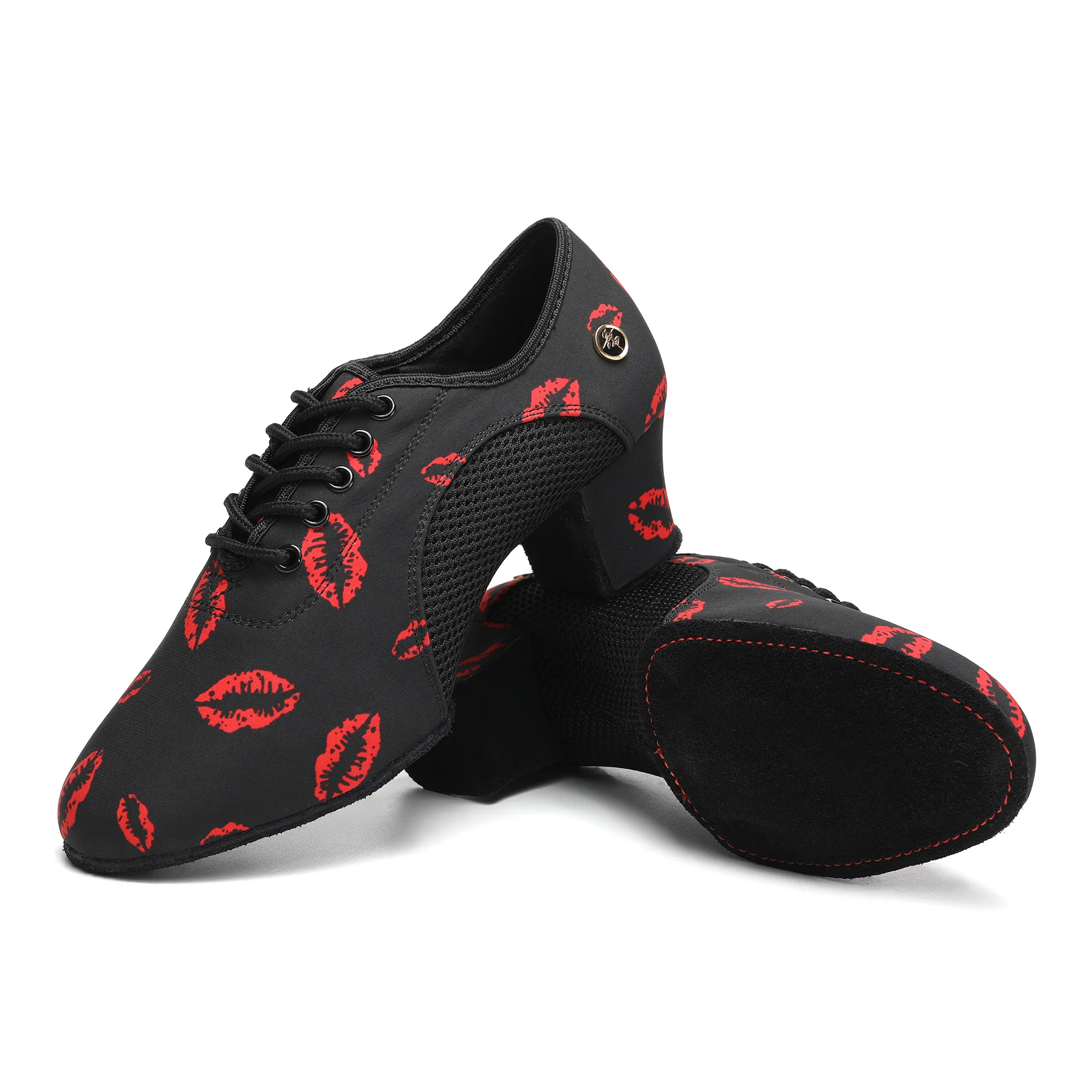 Women Dance Shoes Red lips oxford Latin Jazz Training Shoes Adults Modern Ballroom Dancing Shoes Boys Tango Dance Sneakers Men