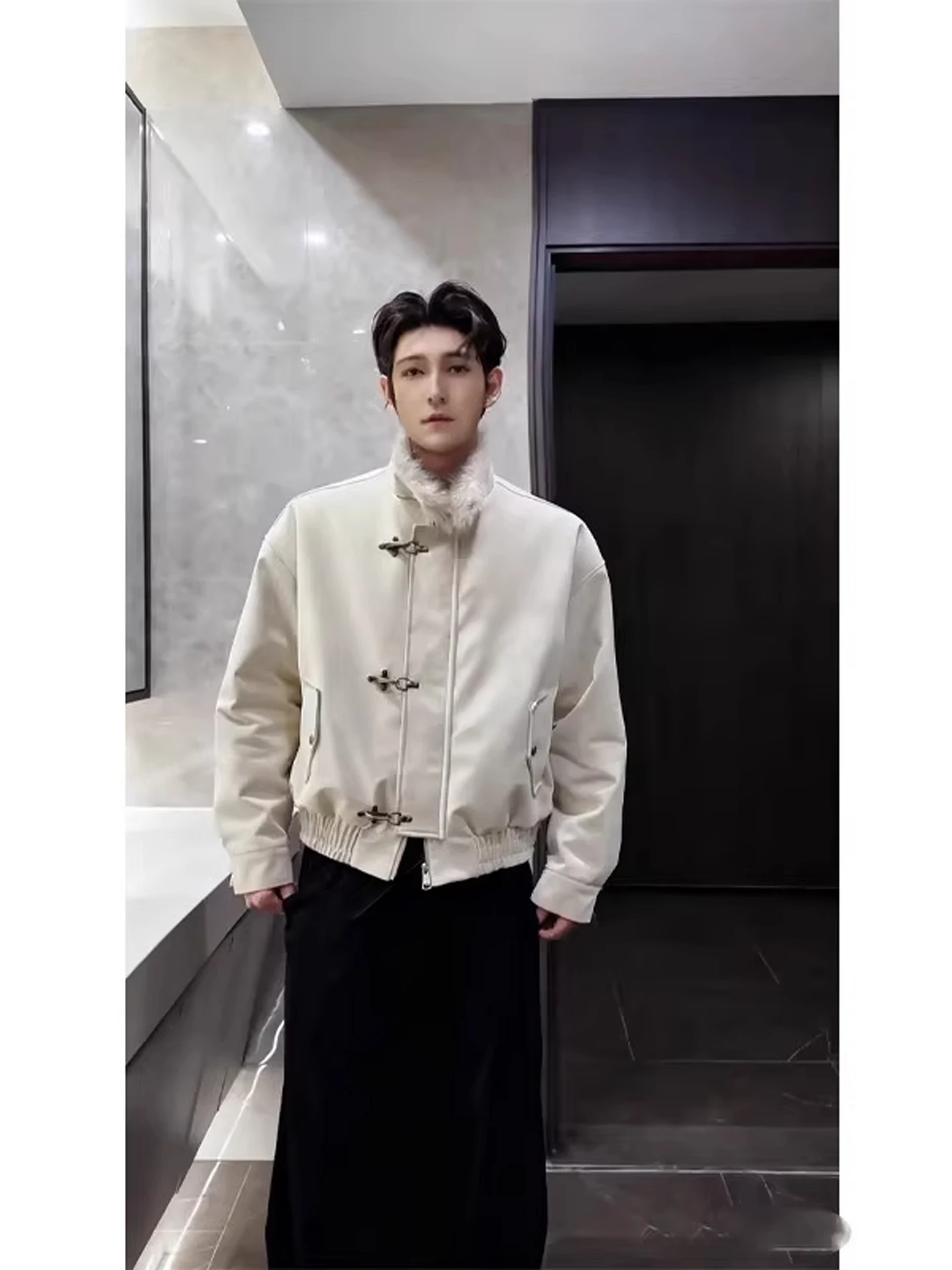 Winter Aosphere Matte Aircrt Bule Stehkragen Herren Baumwolle Jaet American Heavy Street Cooler Baumwollmantel Warm Thi Lo...