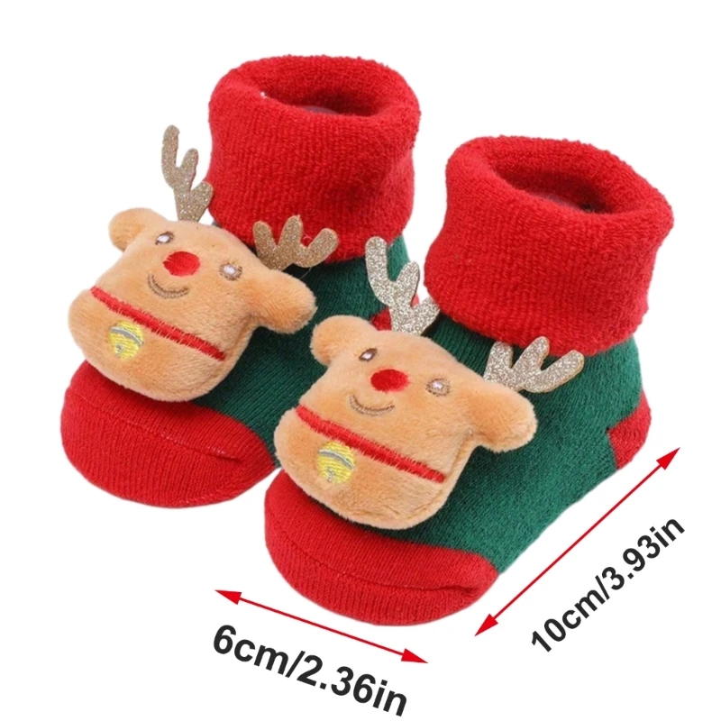 F19F Calzini comfort per primo Natale del bambino con calzini infantili essenziali per trazione caldi