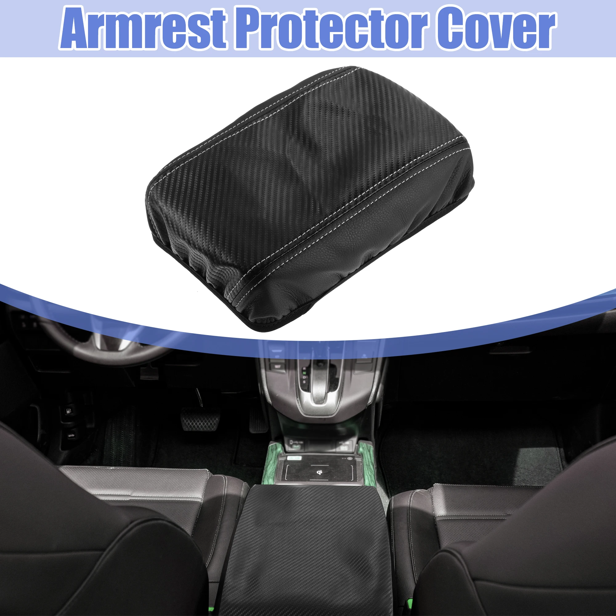 UXCELL Car Center Console Armrest Cover for Toyota Corolla Cross 2022 Carbon Fiber Pattern PU Center Console Cover Protector