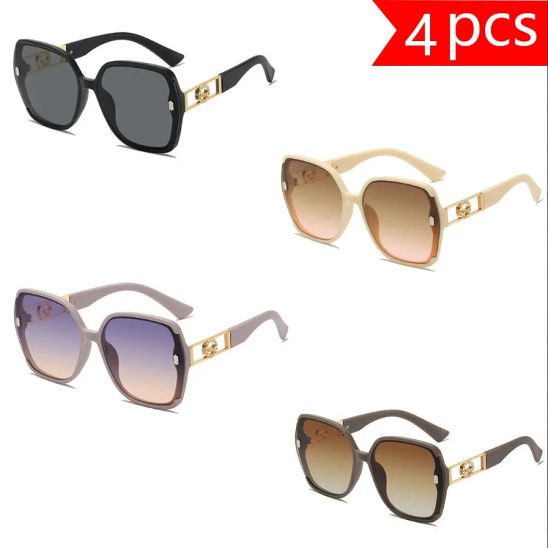 4PCS Large Frame Sunglasses, Suitable For Leisure, Outdoor, Picnics And Other Activities, Stylish Appearance