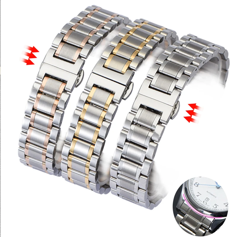 Stainless Steel Watchband for LONGINES/Casio / Seiko Curved End Bracelet 14mm/15/16/17/18/19/20/20/21/22/23/24mm Steel Banding