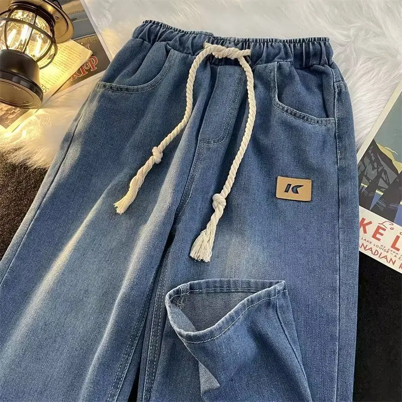 

Luxury Brand Men Jeans Clothing Men High Street Jeans Men's Lazy Style Loose Straight Pants Drawstring Wide Leg Casual Trousers