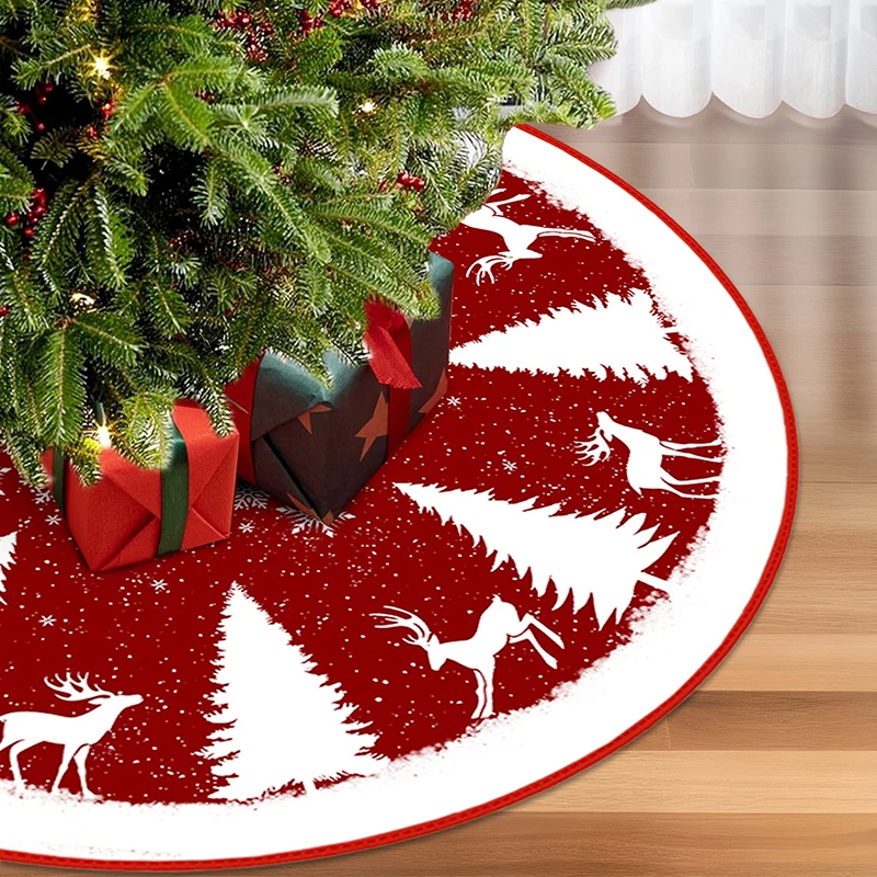 

90/120cm Christmas Tree Skirts Snowflake Christmas Tree Printed Foot Cover Xmas Decor Home Carpet Base Mat Navidad New Year 2024