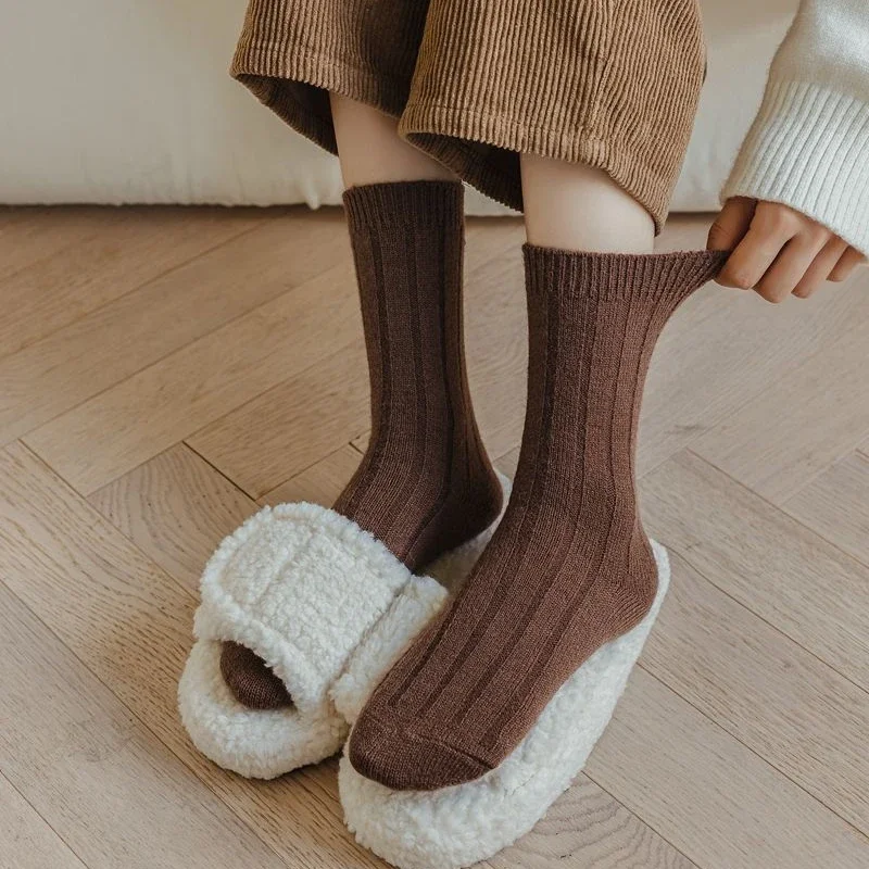 1-5Pairs المرأة الكشمير جوارب من الصوف. سميكة الدافئة مضلع متماسكة ترهل الجوارب لخريف وشتاء هدية الكريسماس المثالية #5