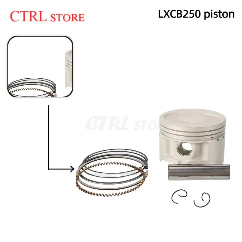 Accesorios de modificación de pistón para motor de motocicleta, kit de pistón refrigerado por agua CB250CC, pistón de 70MM con camisa de pistón