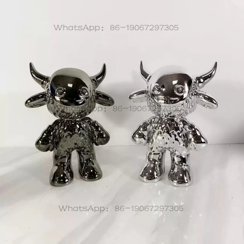 Modern Simple Model House Sales Office Animal Resin Cow Sculpture Ornament