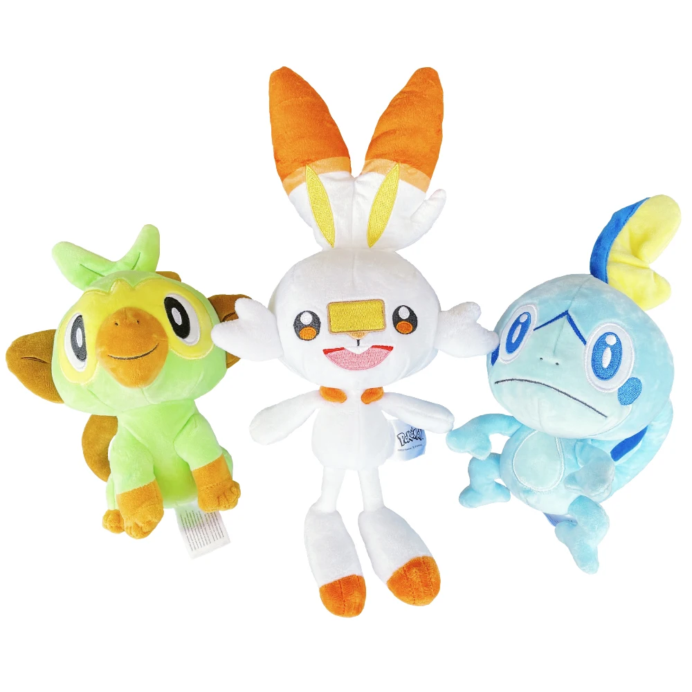 HQ Pokemon Sword and Shield Sobble Grookey Scorbunny Plush Toy Cartoon Animals Rabbit Lizard Monkey Stuffed Doll Christmas Gift