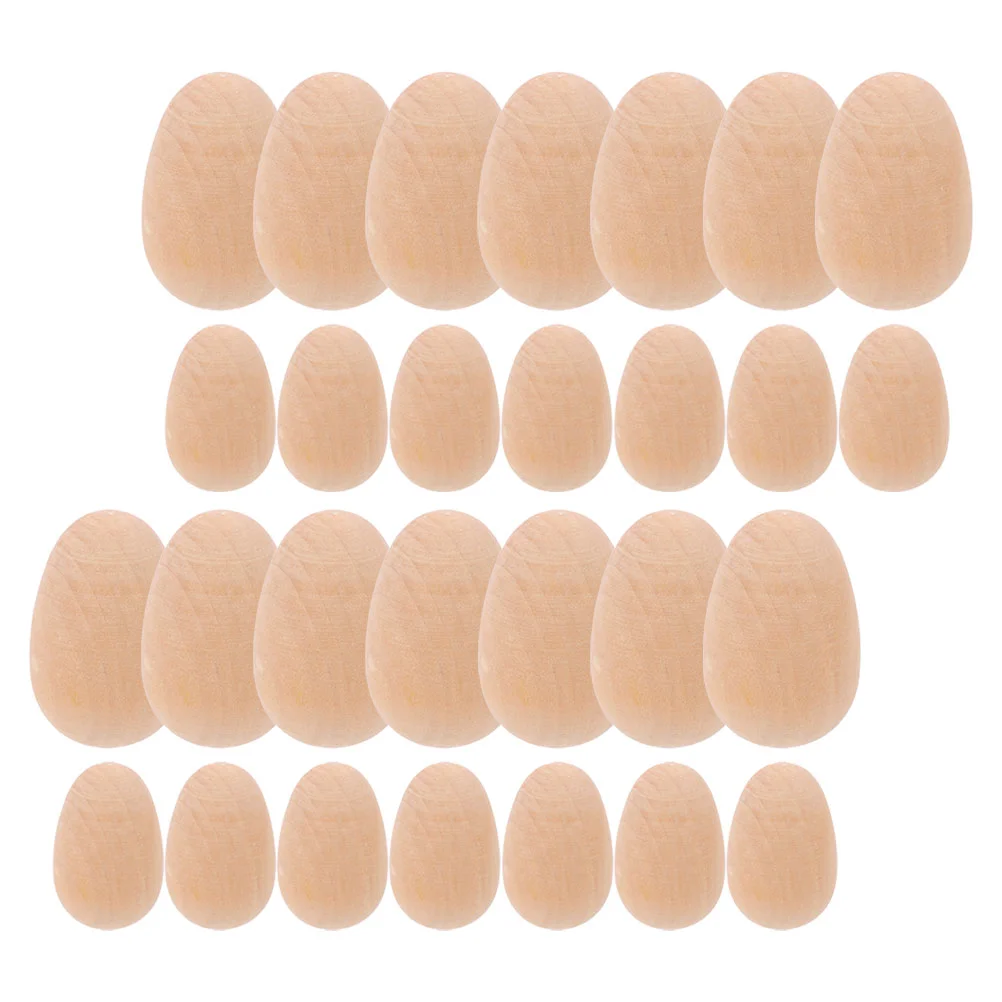 

70 Pcs Wooden Imitation Eggs Paint Your Own Craft Supplies Unfinished Beige Easter Decorations Kids Handicrafts Reusable