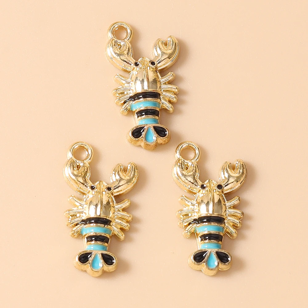 Leslie 20 Stück/Set 10*19mm Emaille Vergoldete Hummer-Anhänger DIY Ohrringe Halskette Schmuckherstellung Handgemachter Schmuck Zubehör – Detail 8
