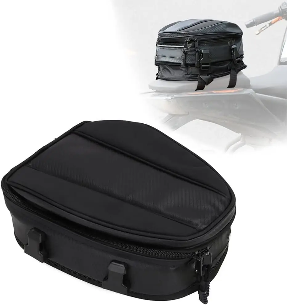 

Motorcycle Tail Bag Waterproof Back Seat Bag Duffel Saddle Bag Multifunctional PU Leather Motorcycle Bag Sports Bike,15 L