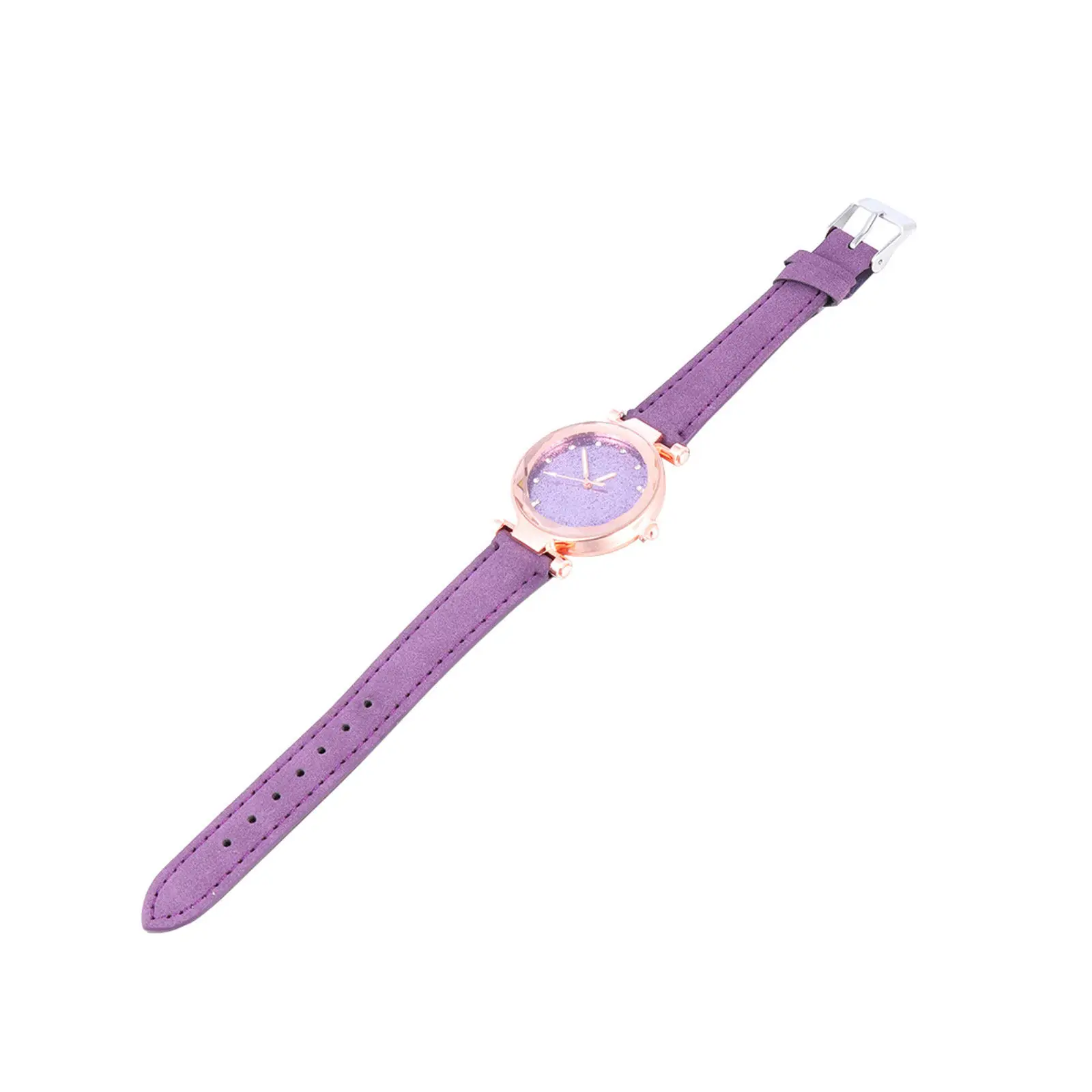 2Pcs Sky Quartz Watches Women Watch Purple Brown Fashion Glittering Wristwatch Accurate Time Women Watch