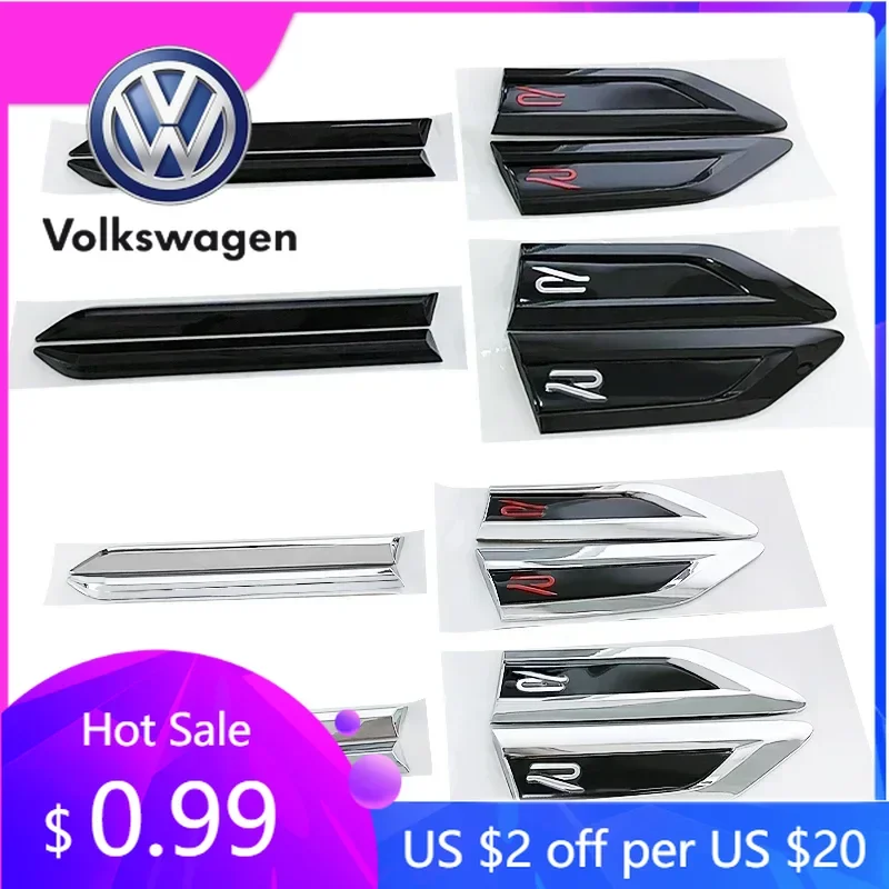 

2026 Hot For Volkswagen VW 4Pcs for Volkswagen Rline GTI 4MOTION Polo Golf Jetta Beetle Tiguan Passat MK7 Car Side Fender Badge