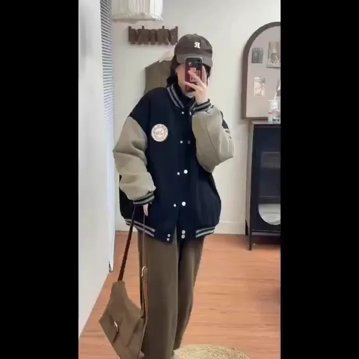 

Женские куртки Элегантные университетские однотонные шикарные красные мягкие женские стираные винтажные воротники-стойки в градиентом стиле Легкие стеганые цвета