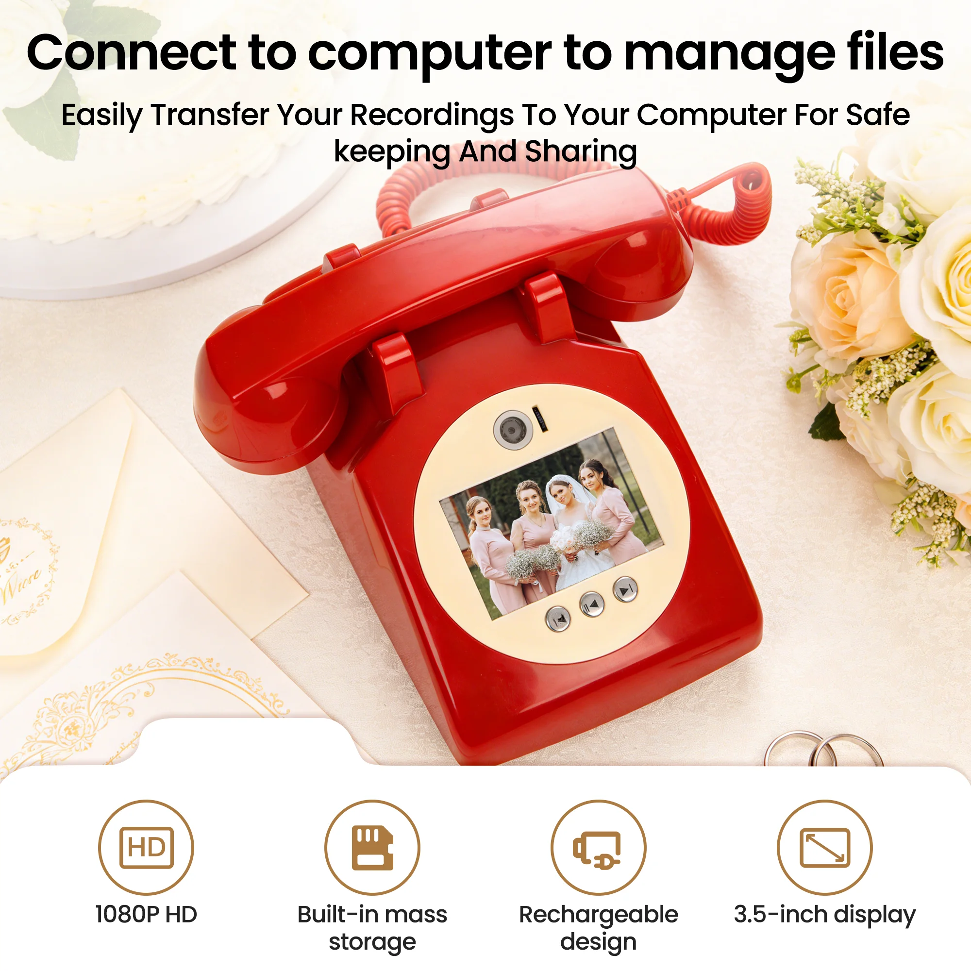 Cordless Phone OEM/ODM, 1080P Video Audio Guest Book, Wedding Party Information Voice Recording