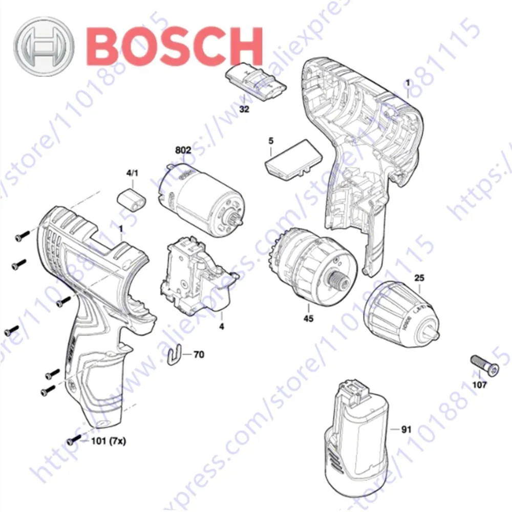 Motor Switch Housing Gearbox Chuck charger for Bosch 12V GSR120-LI Electric Drill Cordless Screwdriver