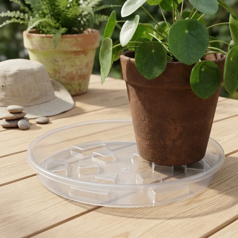 Drainage Tray Plant Saucer Thick Plastic Strong Load-bearing Waterproof Design For Indoor Plants Decorative Plant Saucers