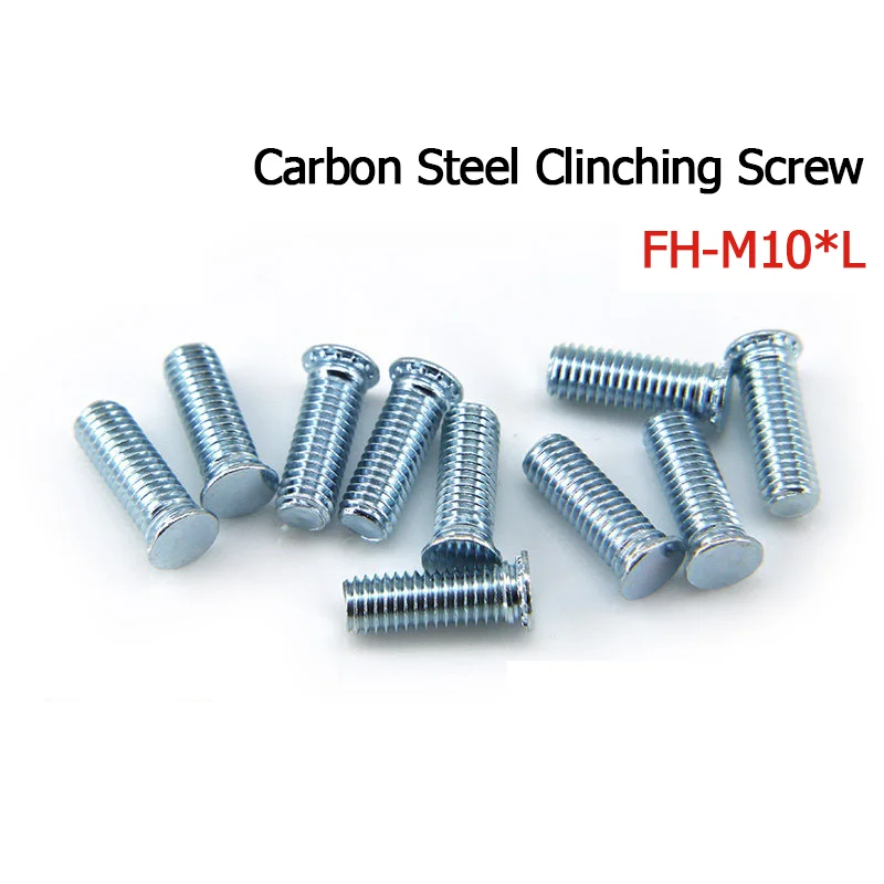 20/50pcs  M10*15-60 FH Self Clinching Screw Blue Zinc Carbon Steel No Tapping for Heavy Duty Sheet Metal
