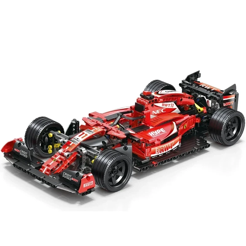 Décennie s de construction de voitures de formule haut module pour enfants, F1 rouge, course de sport, super modèle, kits de briques, jouets pour garçons, cadeaux, 1280 pièces, 023005