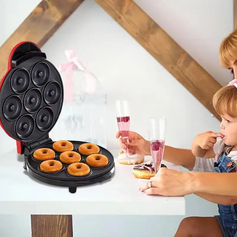 Mini Donut Machine Small Donuts Maker Make 7 Donuts Double-sided Heating Electric Cake Donut Maker Nonstick Look For Dessert