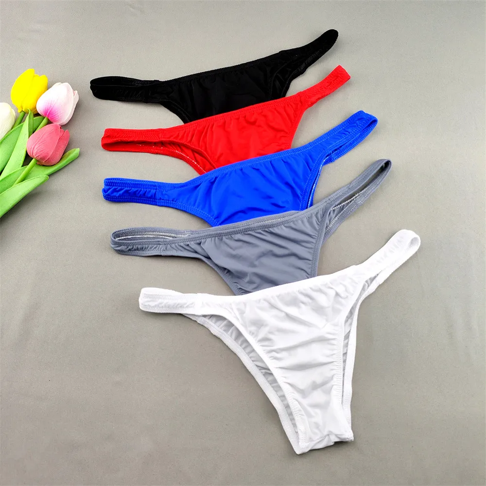 Erotic Translucent Ice Silk Seamless Mens Underwear Mini Briefs Sexy Soft Bikini Panties 16 Colors