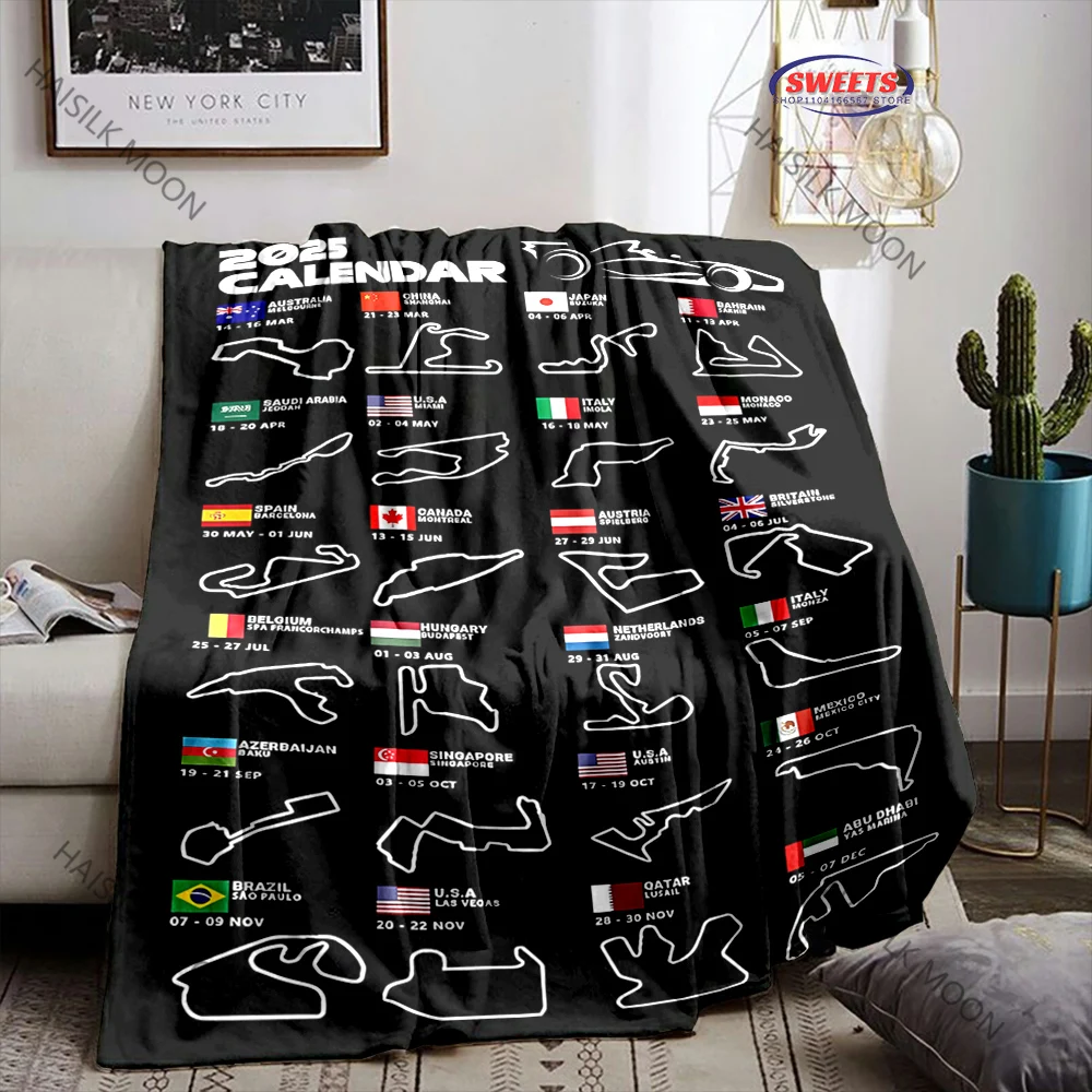 2025 F1 الفورمولا 1 بطانية رياضة السيارات تحت عنوان المسار! غرفة نوم غرفة معيشة أريكة أربعة مواسم شال بطانية سباق عاشق هدية عظيمة