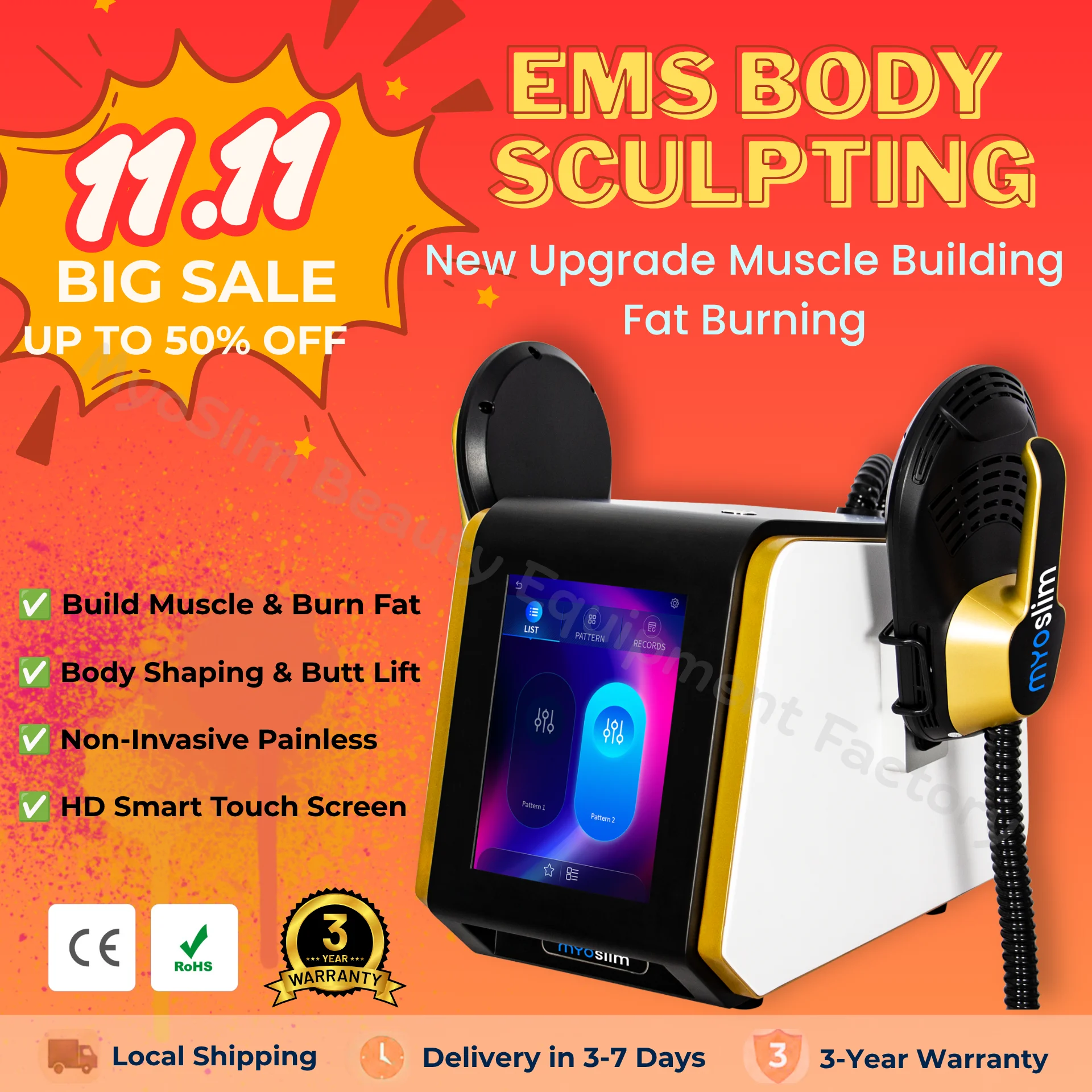 Professional 6500W 200HZ EMS NEO RF Body Sculpting Machine MYOslim Muscle Stimulation Fat Burning Slimming Sets Spa Equipment