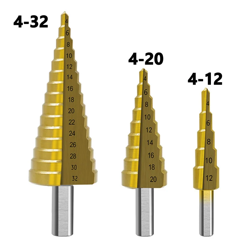 10pcs Triangular Shank Drill Bit, High Speed Steel 4241, Plated Step Drill Set, 6pcs, Pagoda Drill, Woodworker, Slot Saw