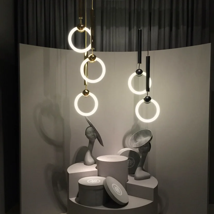 Modern Led Ring Pendant Lighting for Bedroom Bedside Bathroom Hanging Lights Ceiling Decoration Lamp Nordic Indoor Hotel Decor