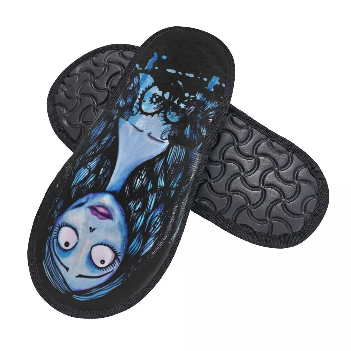 Custom Halloween Watercolor Corpse Bride Soft Memory Foam House Slippers Women Skeleton Emily Girl Tim Burton Comfy Warm Slipper