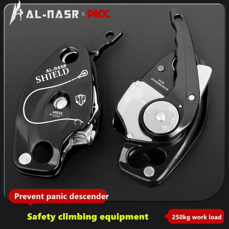Climbing Descender Self Braking Stop Rope Clamp Grab Rescue Climb Accessories High-altitude Work Equipment Descent Device
