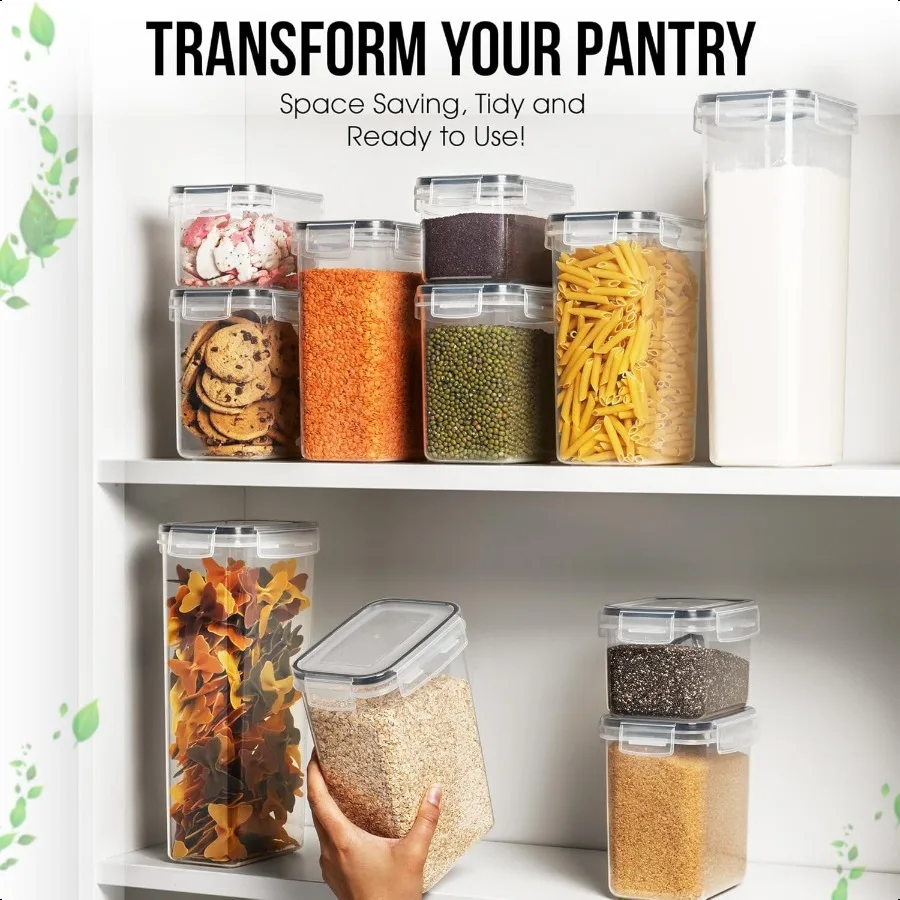 WHITE FEATHER PLIES 40 PCS Airtight Food Storage Containers with Lids BPA Free Durable Plastic Leakproof Flour Sugar Cereal Con