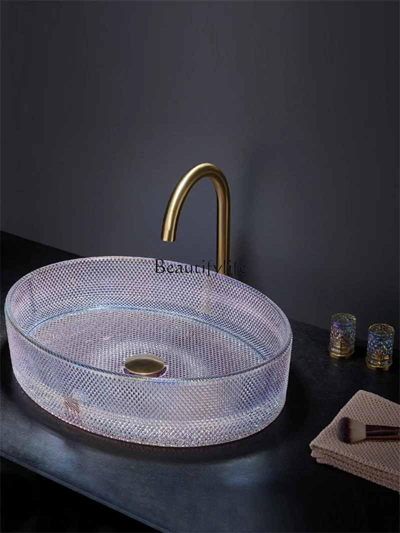 

Oval Crystal Countertop Basin, Fashionable Countertop Washbasin, Bathroom Basin