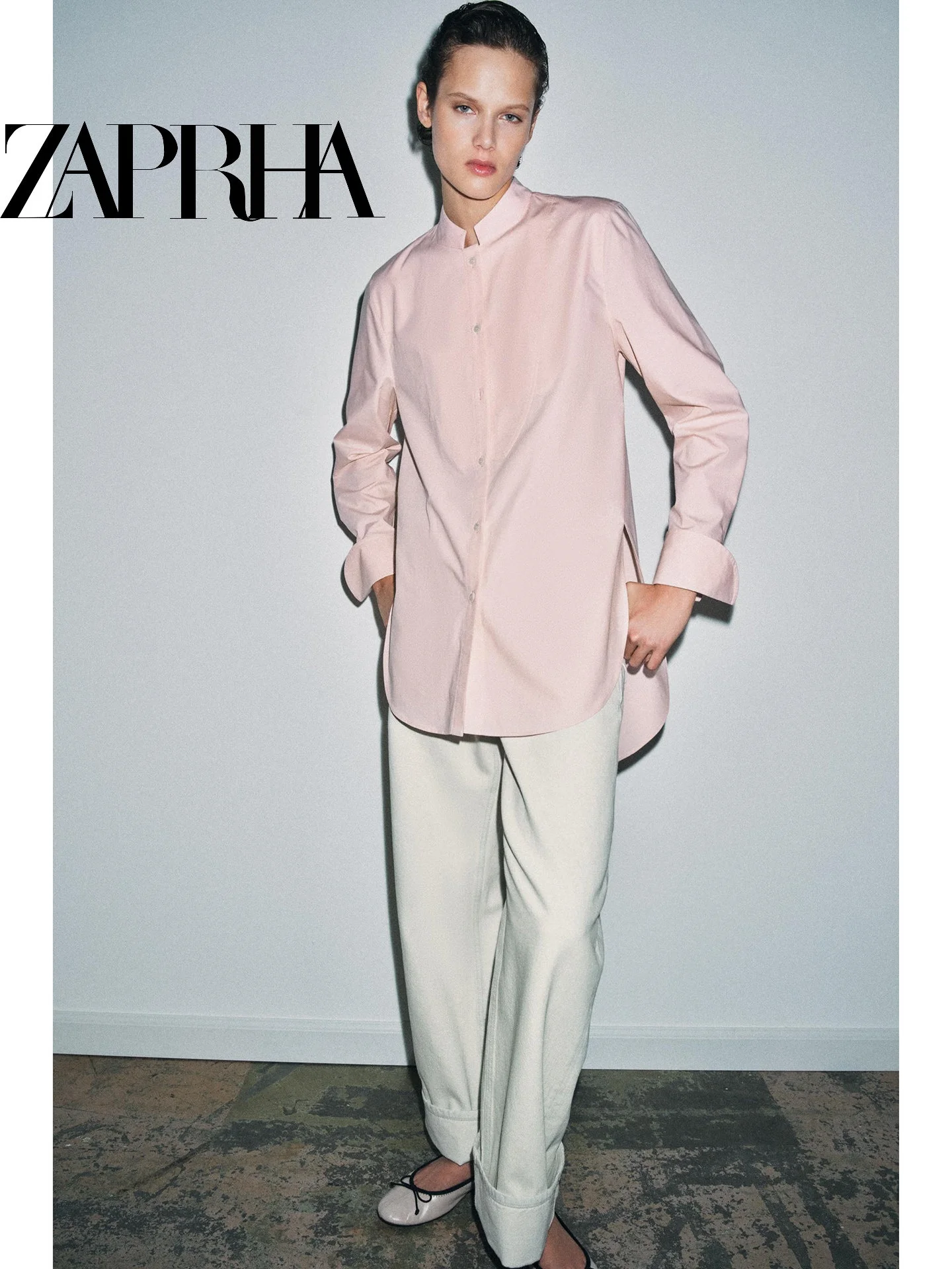 

Asymmetric Commute Shirt Women's Loose Fit Long Sleeve Casual Style Front Short Back Long Silken Shirt Slimming Elegant