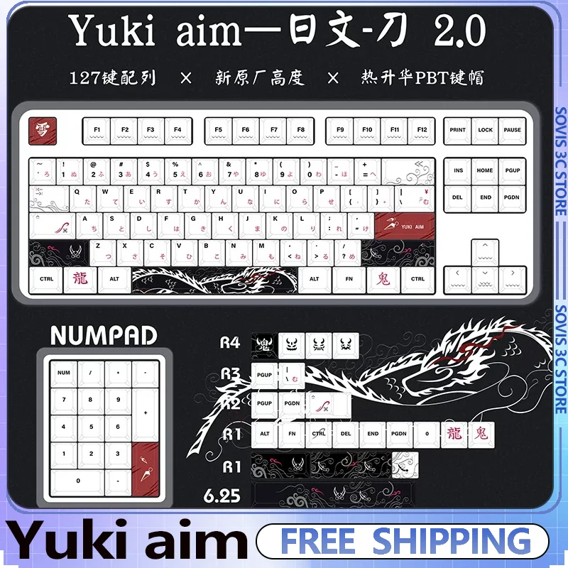 

Yukiaim Theme Anime Keycaps Set Japanese Reze Keycaps PBT Cherry Profile Keycap for wooting MX Gaming Mechanical Keyboard Gift