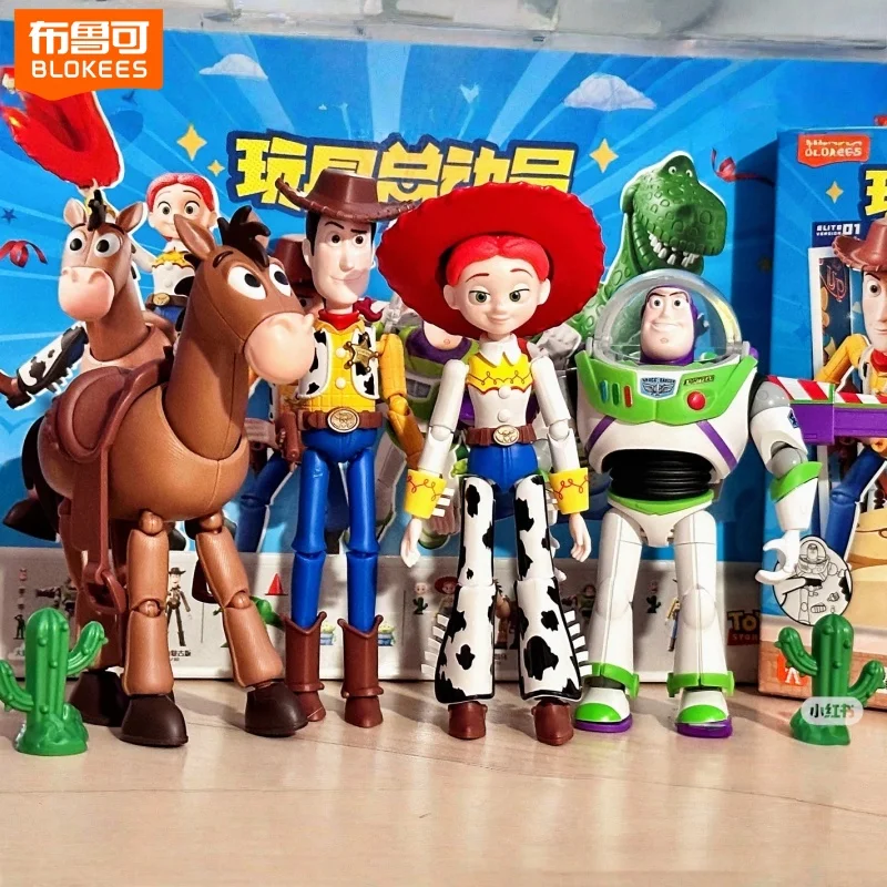 Figurines de construction Blokees Toy Story Édition Élite Série 1 Articulées Woody Buzz Lightyear Rex Collection Articulable