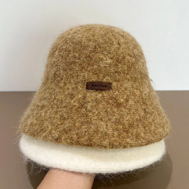 2026 New Wide Brim Warm Winter Bucket Hat For Women Outdoor Thick Wool Blend Soft Label Best Matched Fisherman Cap Female Gift