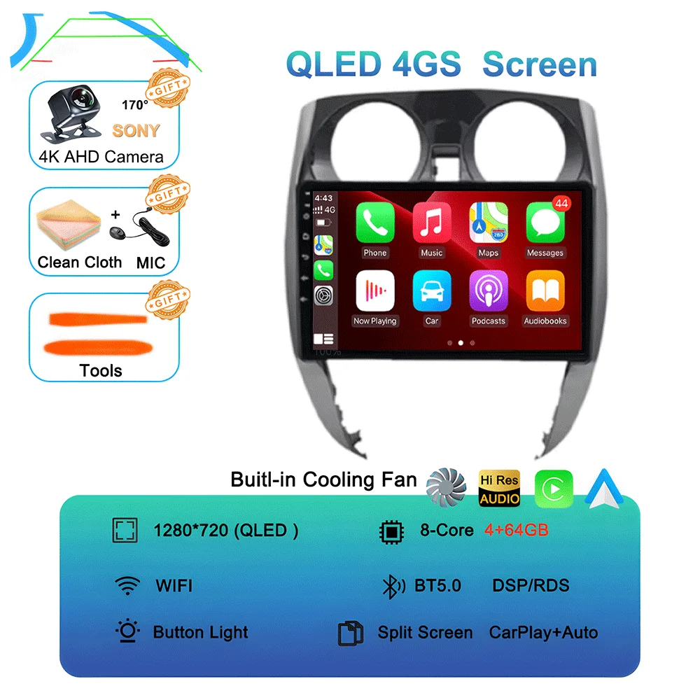 Android 16 Auto voor Nissan Note 2 E12 2012 - 2021 autoradio 2 Din stereo multimediaspeler GPS navigatie Carplay WIFI+4G