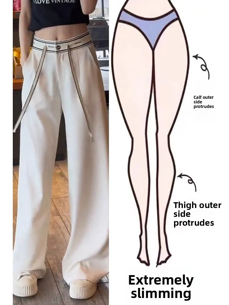 

Брюки с высокой талией и широкими штанинами, женские повседневные свободные брюки прямого кроя длиной до пола, универсальные стильные брюки в корейском стиле