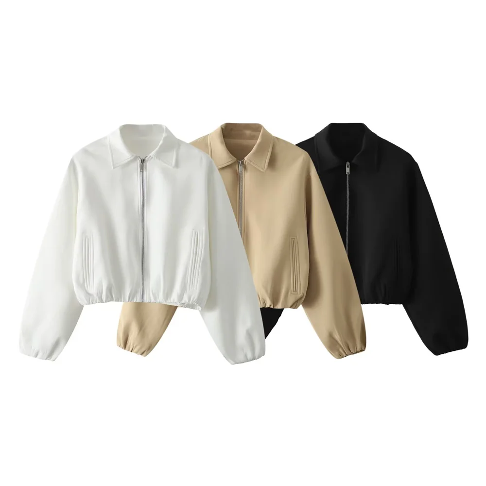 

BMURHMZA's new women's fashion casual long sleeved lapel zipper embellished puffy jacket jacket jacket