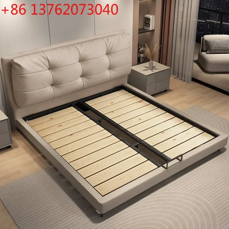 white household bed frame Italian style minimalist comfortable double soft meuble chambre à coucher adult bedroom furniture
