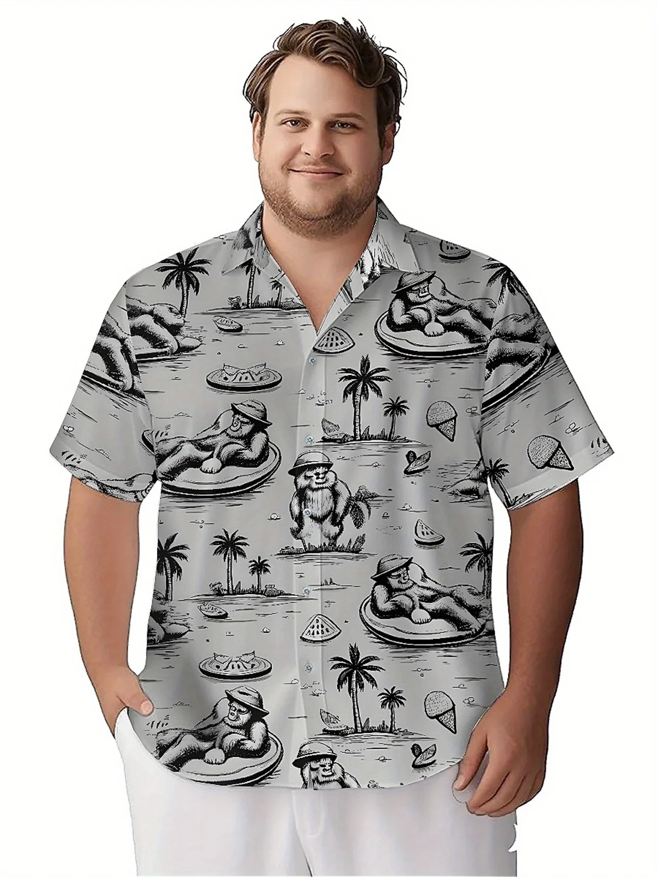 Men's Plus Size Hawaiian ShirtsTropical Beach Vacation Style Printpattern,New in Summer Fashion Tops,Hip Hop Rock Streetwear