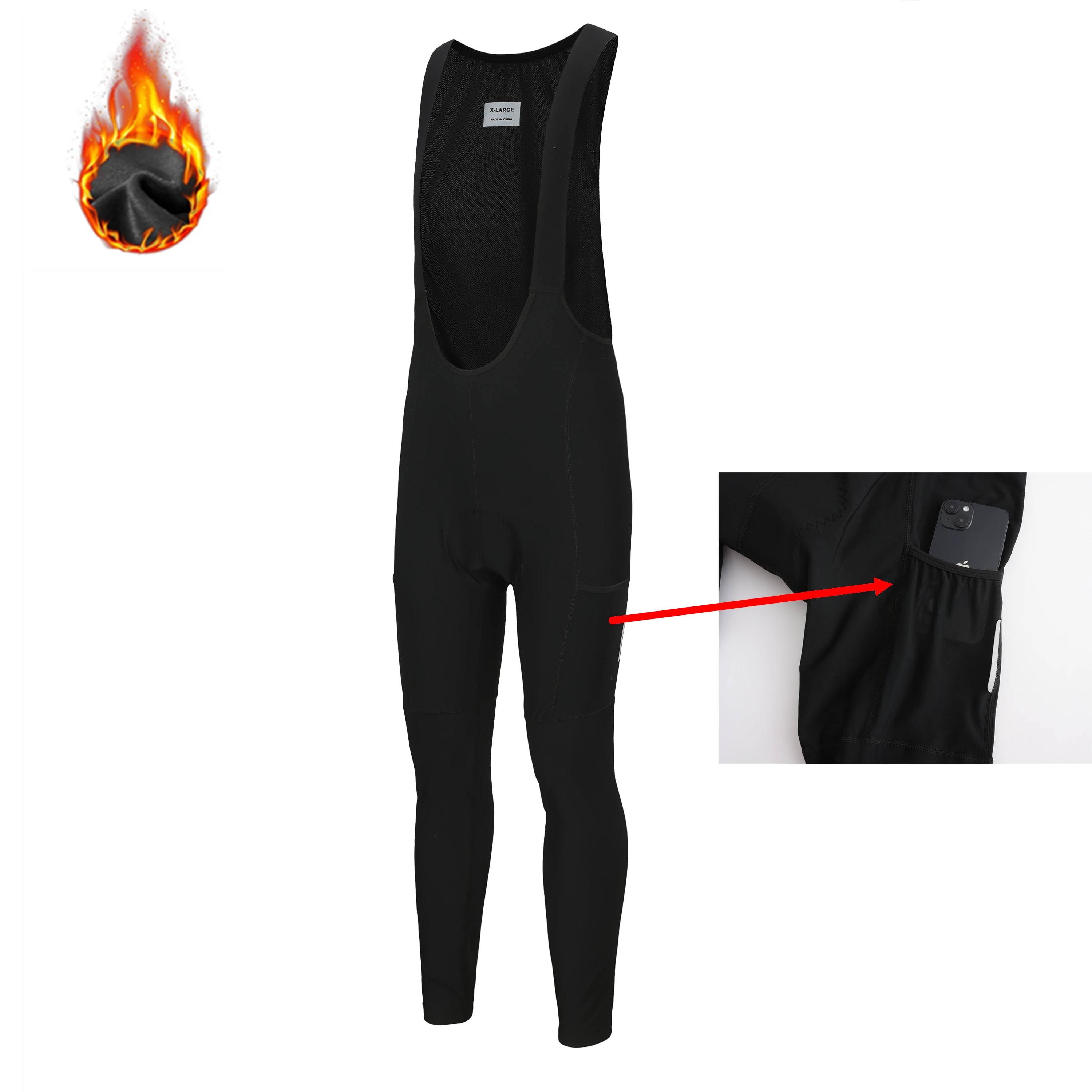 Spexcell Rsantce 2023 2 Pocket Winter Fleece Thermal Men Cycling Long Bib Pants Tights Pad Warm MTB Bike Cycling Bib Trousers