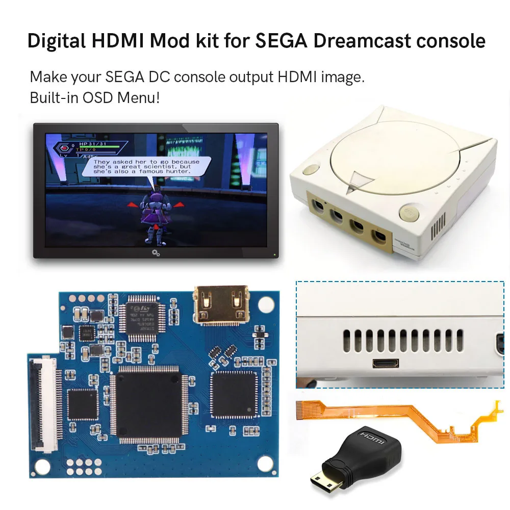 

Hispeedido 1080P Sega DC DCdigital HDMI MOD Kit SEGA DC internal HDMI TV Mod Kit For SEGA Dreamcast Console