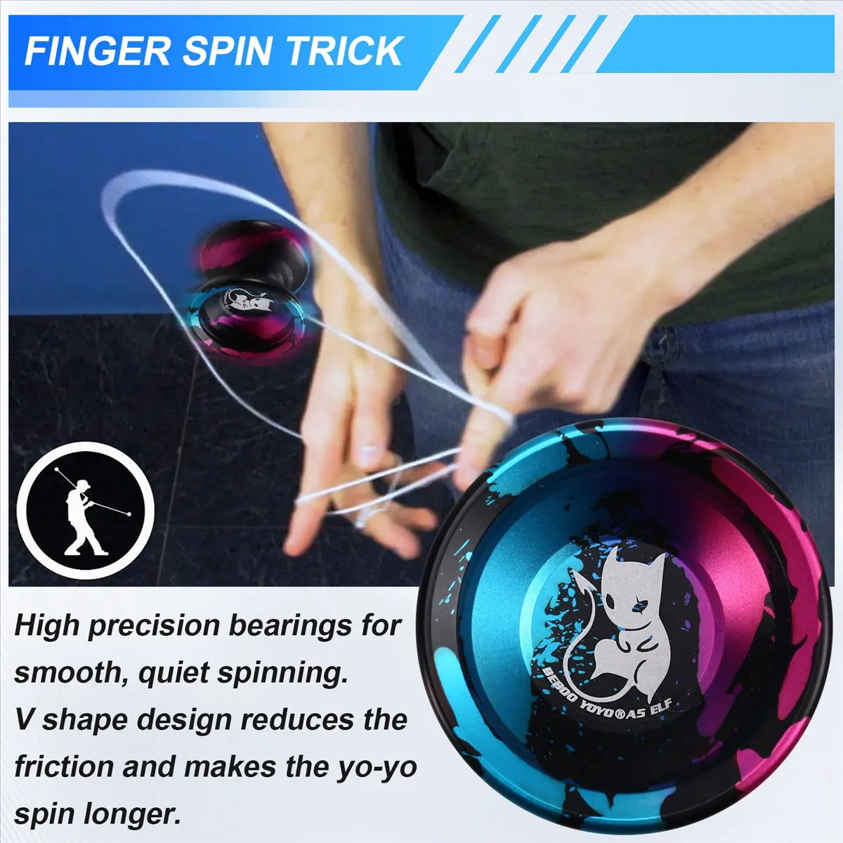 L79A  Professional Butterfly Yoyo with Bearing High-Speed Classic Toy for Advanced Player Kids Beginner Color - view 5