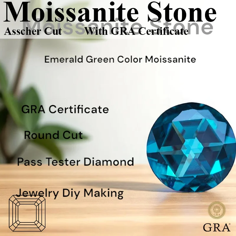 Emerald Green Color Moissanite Round Shape Double Faced Rose Cut Charms for DIY Jewelry Making Materials with Certificate